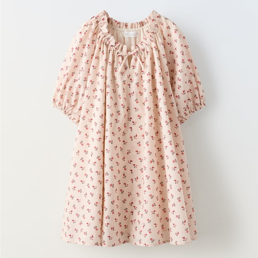 Zara Flower Print Dress with front tie NWT
